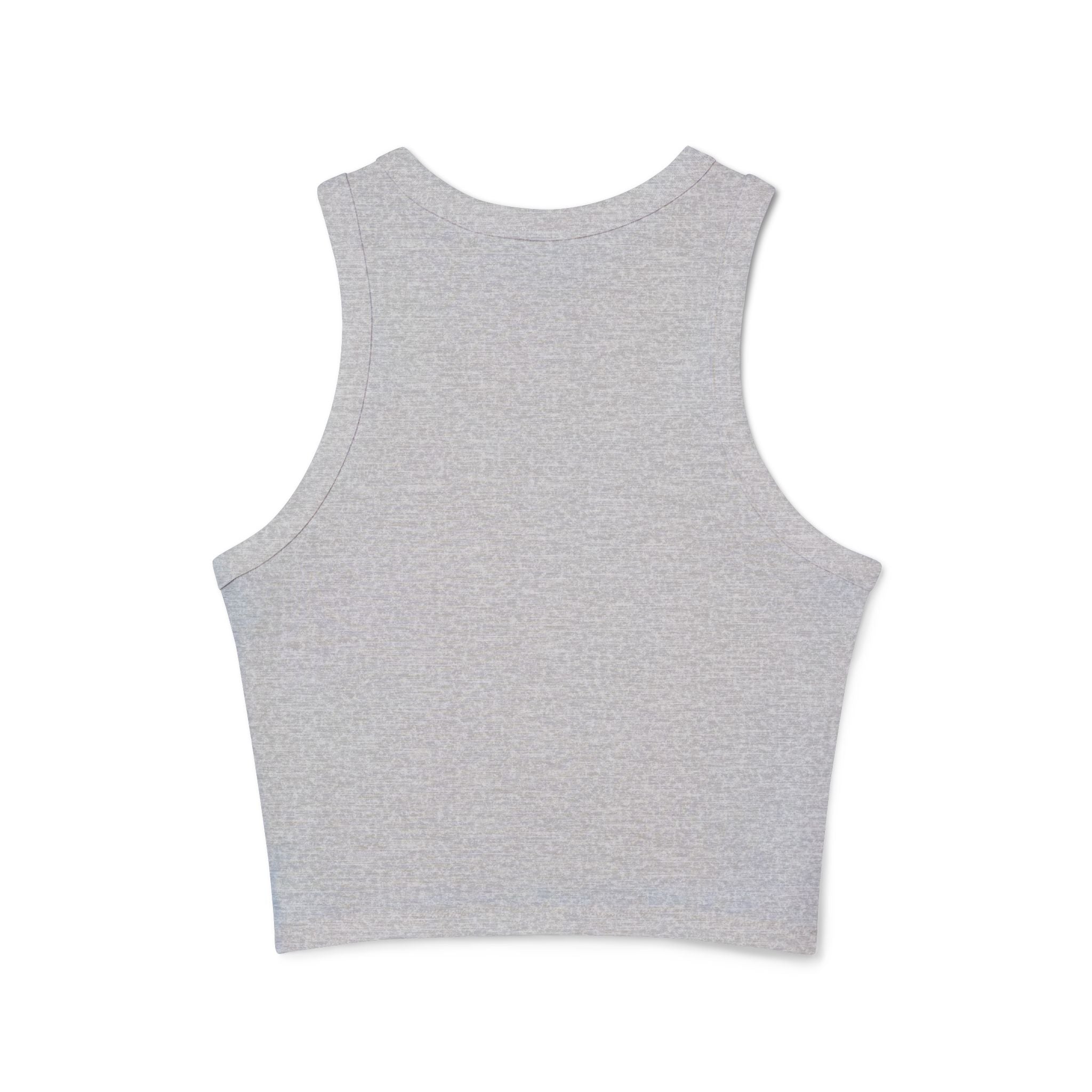 White Micro Rib Racer Tank Top — Minimal 'A I Z' Chest Logo, Cropped Summer Staple