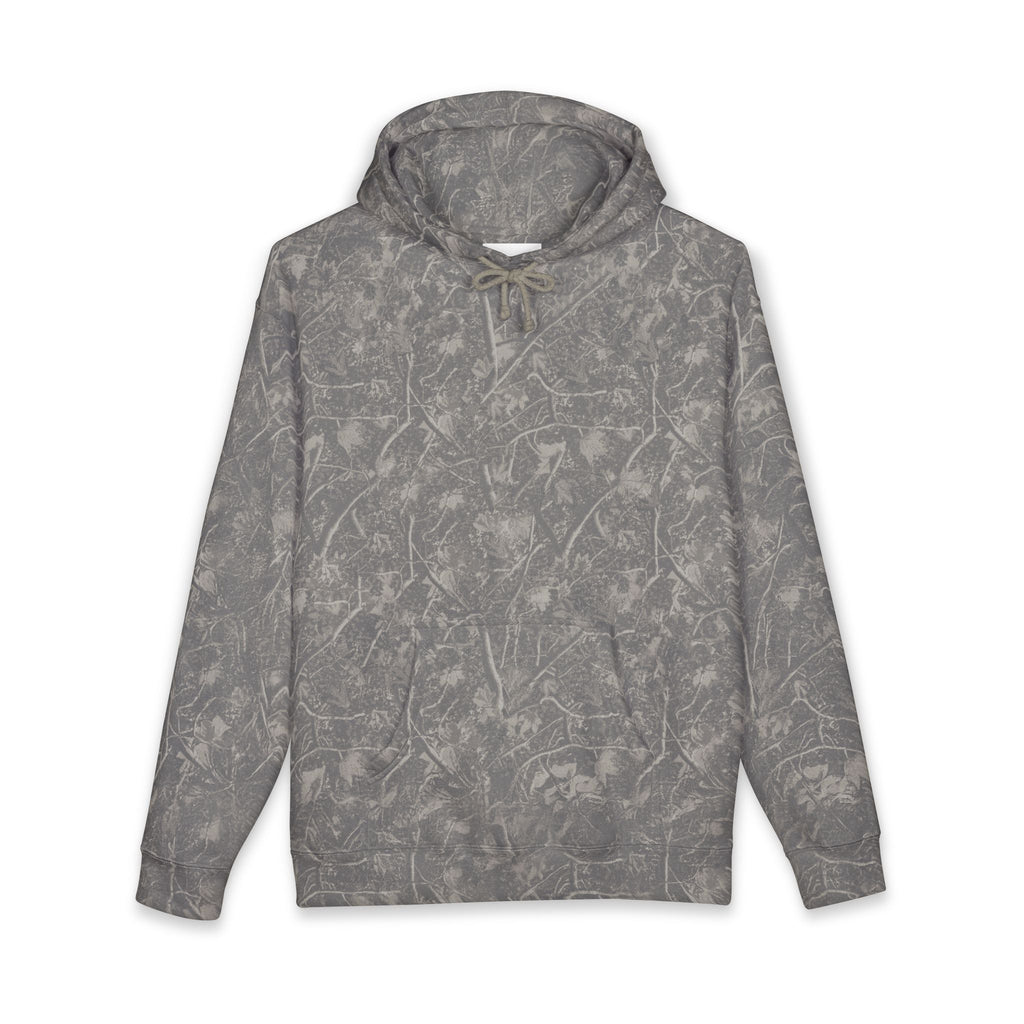 Marled Forest Pattern Hoodie — Vintage Gray All-Over Print Pullover