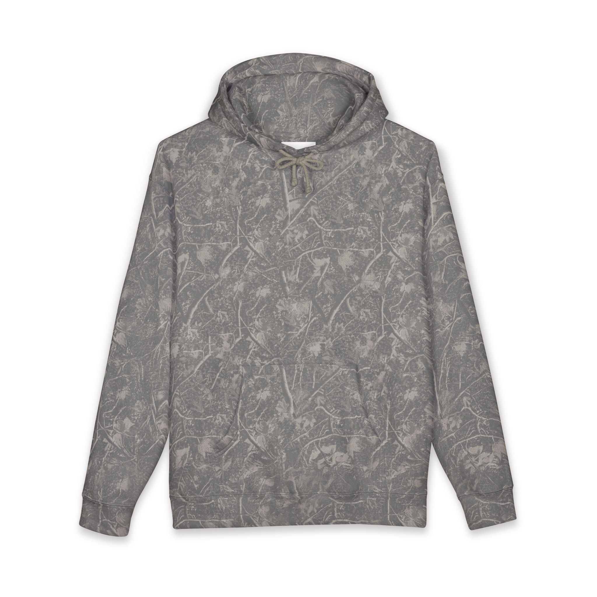Marled Forest Pattern Hoodie — Vintage Gray All-Over Print Pullover