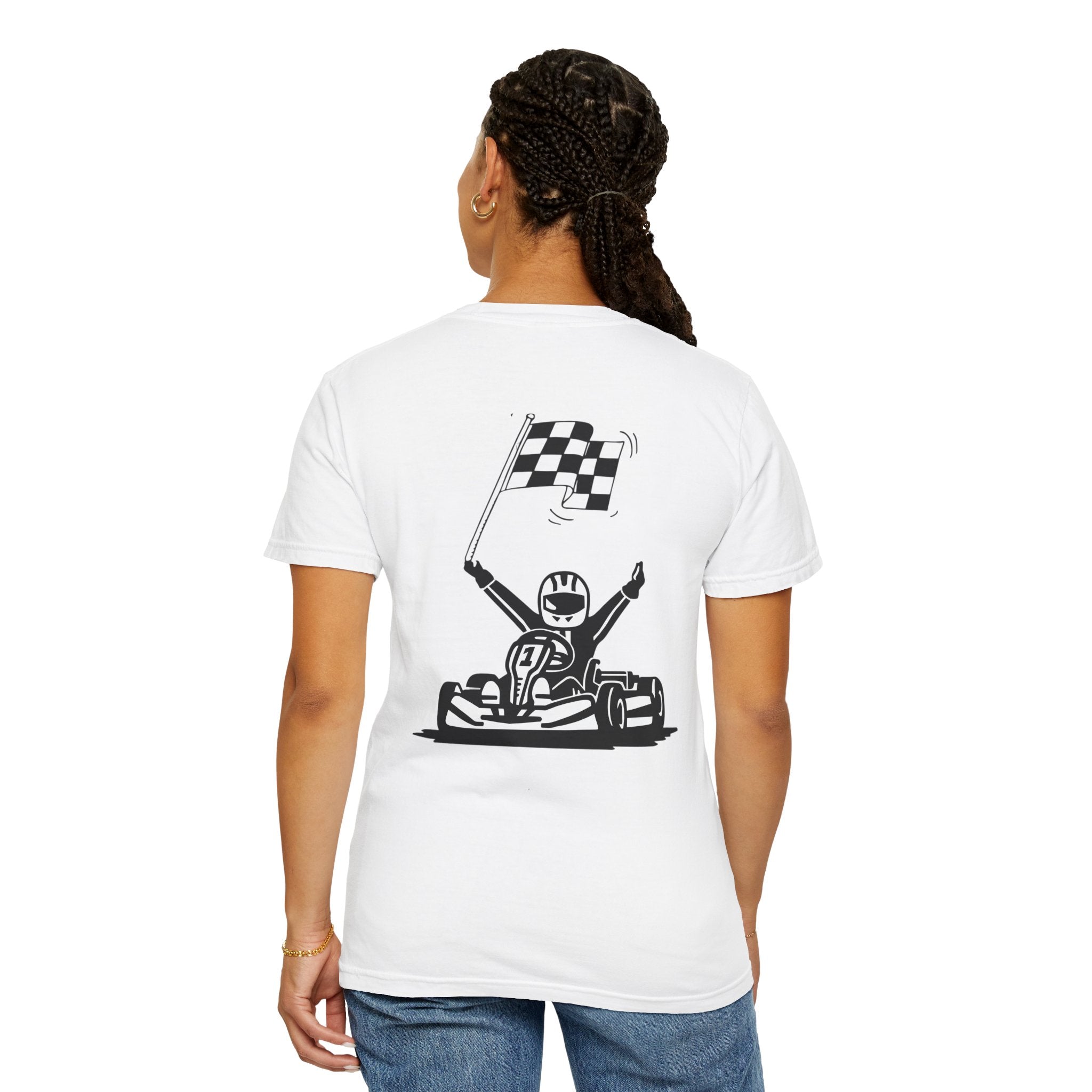 Go-Kart Racer T-Shirt – Checkered Flag Victory Graphic Tee