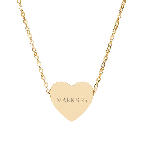 Engraved Heart Necklace — "Mark 12:31" Personalized Bible Verse Pendant