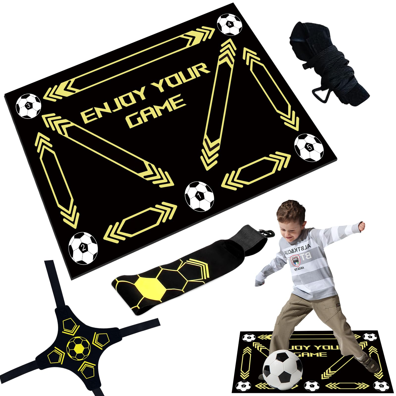 Soccer Training Mat Soccer Training Equipment for All Ages Football Footstep Training Mat Silent Shock Absorption Soccer Train Mat for Soccer Enthusiasts to Improve Speed Strength and Coordination
