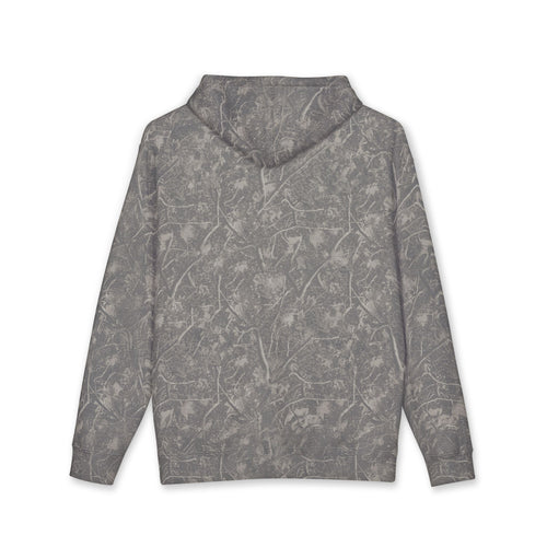 Marled Forest Pattern Hoodie — Vintage Gray All-Over Print Pullover