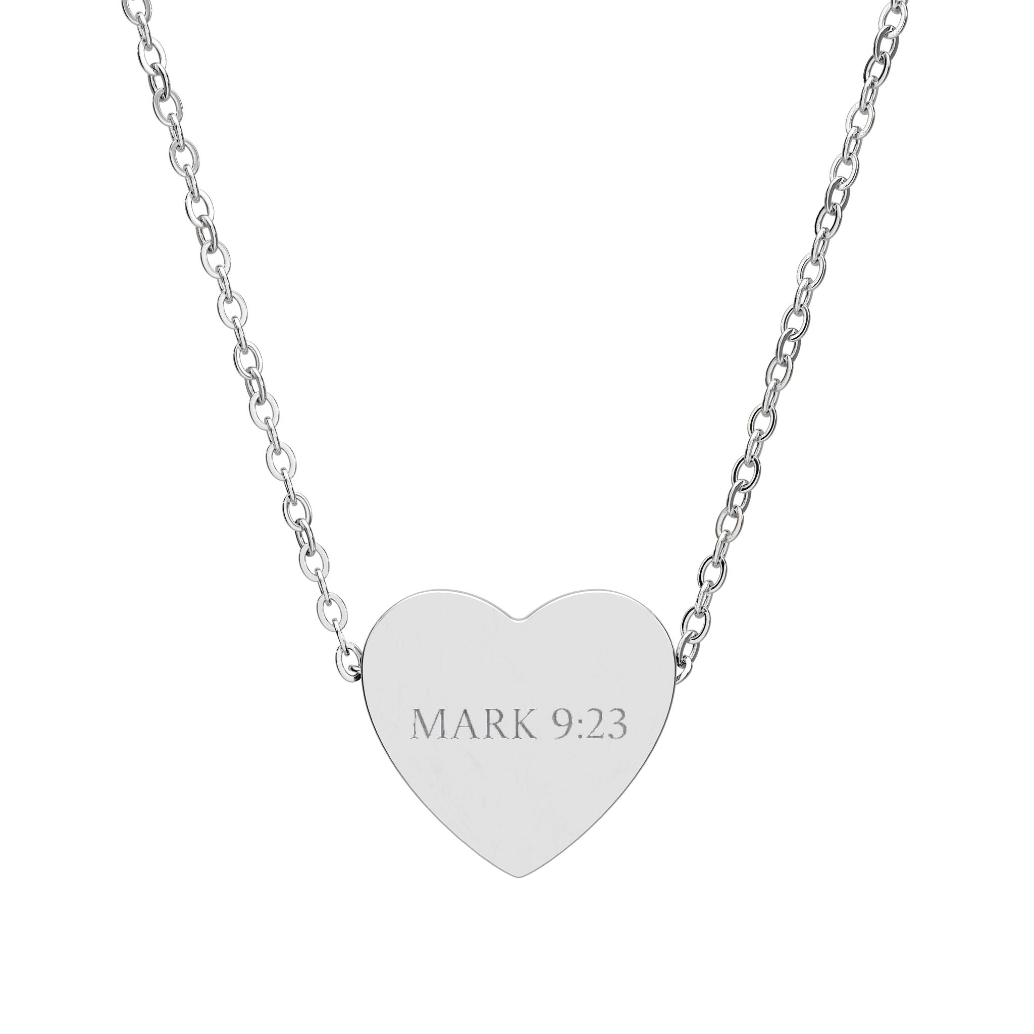 Engraved Heart Necklace — "Mark 12:31" Personalized Bible Verse Pendant