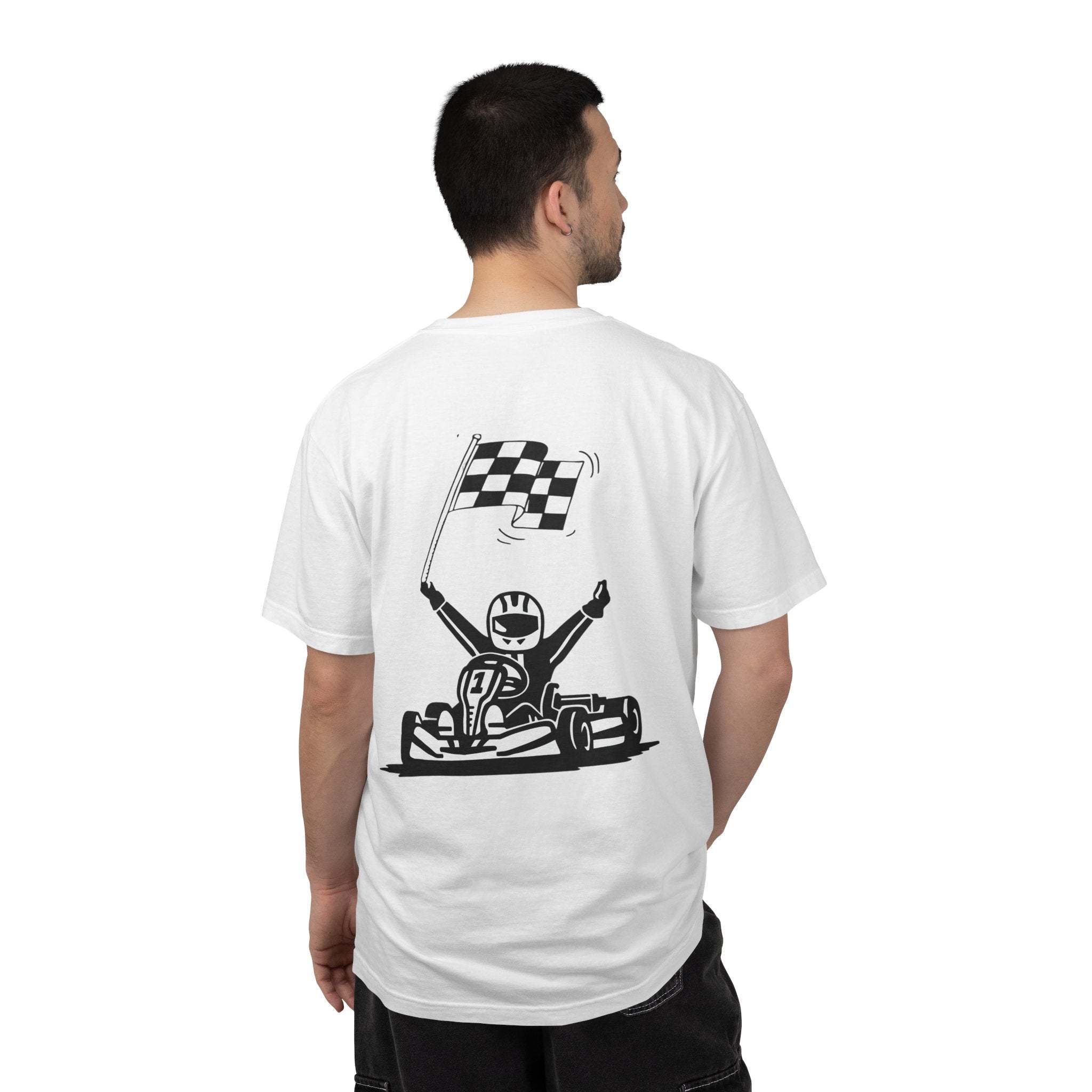 Go-Kart Racer T-Shirt – Checkered Flag Victory Graphic Tee